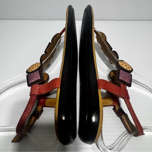 Frye Dani Multicolor Jeweled T Strap Sandals Size 7 1/2 - Picture 11 of 14